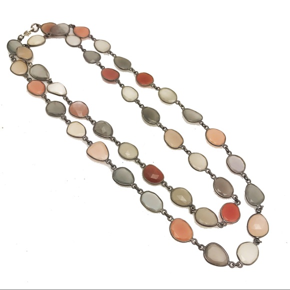Moonstone Chalcedony Bezel Necklace